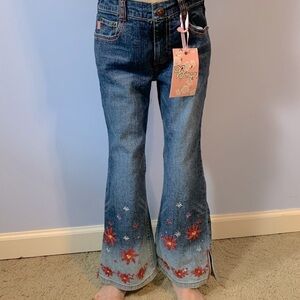 BONGO jeans vintage Y2k embellished flowers split hem fade flare bell hippie 6